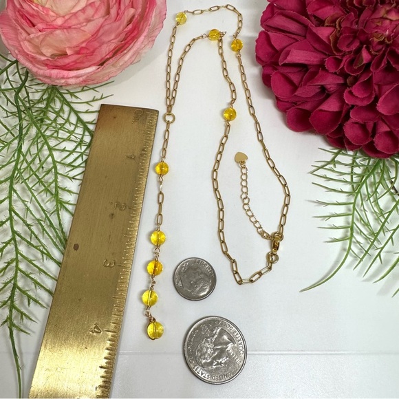 NEW⚜️Citrine Gemstone Lariat Beaded Necklace - Picture 3 of 5